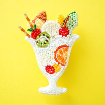 珠飾刺繡水果百匯胸針