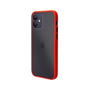 iPhone 12 殼 【個性撞色防摔】iPhone12 手機殼 i12 親膚手感 鏡頭加高 不留指紋(紅+黑鍵)