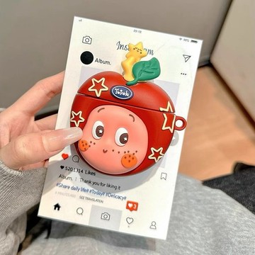 卡通可愛紅蘋果星星小人適用AirPods保護套AirPodsPro蘋果耳機套2