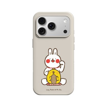 iPhone 18 Pro SolidX 貝殼灰 - 懶散兔與啾先生 Lazy Rabbit and Mr.Chu - 招財
