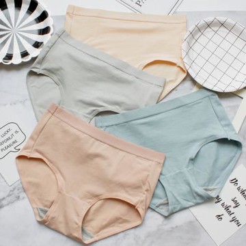 簡約純色百搭舒適全棉女士內褲 包臀高腰胖mm大碼提臀三角媽短褲