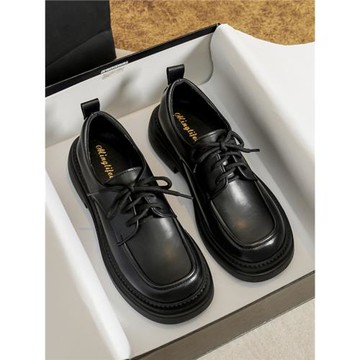 公考面試女鞋黑色英倫風小皮鞋搭配正裝的鞋子工作大碼樂福41-43