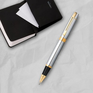 【SHEAFFER】300系列銀桿金夾鋼珠筆+A6筆記本禮盒 免費刻字