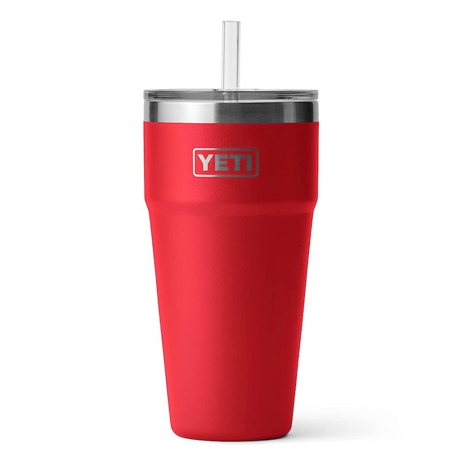 YETI RAMBLER 26 OZ STRAW CUP, VACUUM INSULATED, STAINLESS STEEL WITH STRAW LID, RESCUE RED