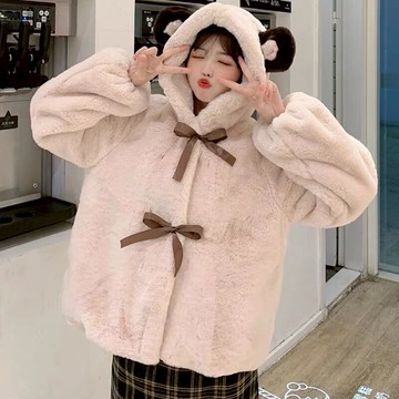 羊羔絨加厚棉服衛衣女冬季ins潮寬松慵懶風毛絨可愛日系外套