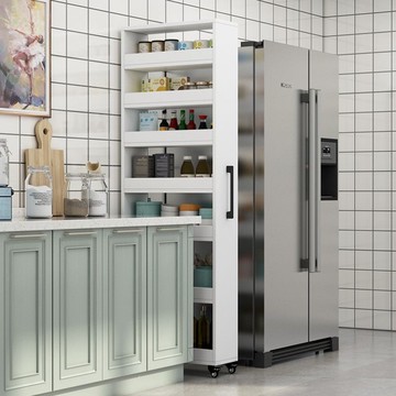 書櫃  書架移動置物架櫃  側抽拉式夾縫櫃  窄縫隙廚房大容量儲物收納櫃