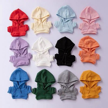 臺灣發貨>20cm棉花娃娃連帽衛衣15cm10cm衣服百搭休閒帶帽連體娃衣着替PAC