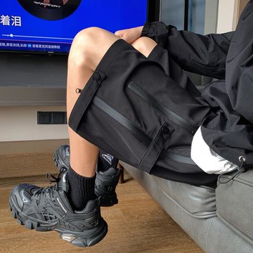 美式復古機能工裝短褲男夏季運動休閑五分褲潮牌2024新款沙灘中褲