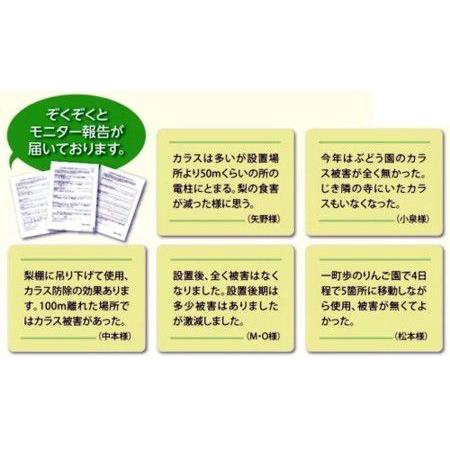 カラス用心棒　近隣への爆音公害を抑え、カラスの防除も効果的に行えます。