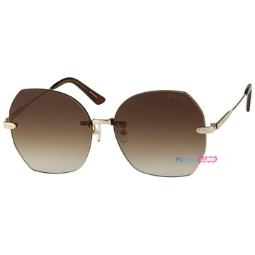 【VEDI VERO】VVA91 BRG 造型款 多邊形太陽眼鏡 無邊墨鏡 金框/茶色鏡片 62mm