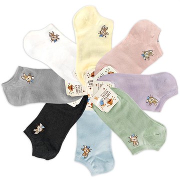 SK3410-C 比得兔素色細針提花船襪（顏色隨機出貨）