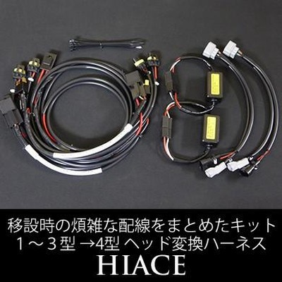 ハイエース 純正LEDヘッドライトからハロゲンライト変換ハーネス