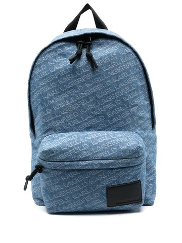 Karl Lagerfeld - monogram-print denim backpack - men - Cotton/Polyurethane - One Size - Blue