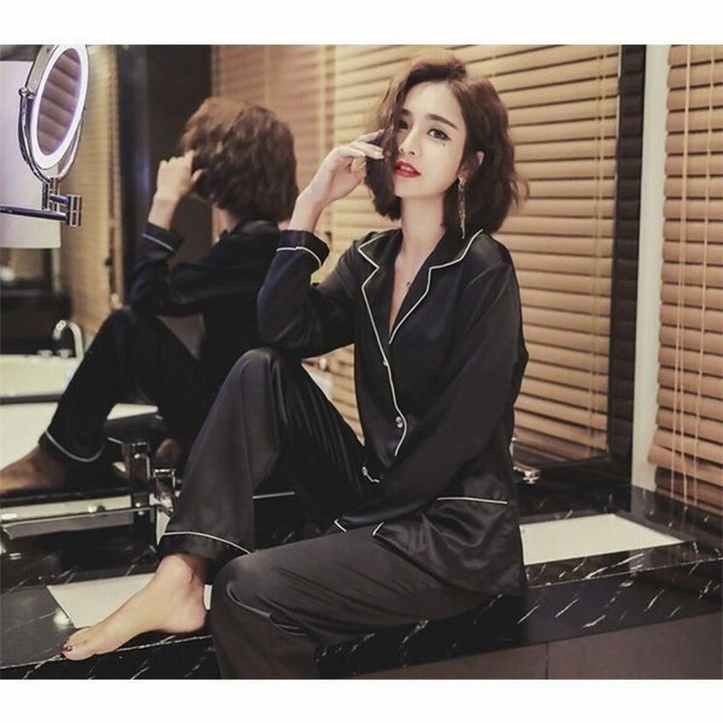 ヴィジョン ストリートウェア パジャマ レディース 前開き 春秋 長袖パジャマ ストライプ シルクパジャマ 上下セット パンツセット 寝巻き 寝間着 ルームウェア 部屋 通販 Lineポイント最大get Lineショッピング