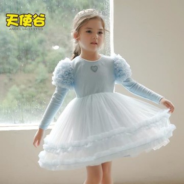 女童春秋季連衣裙2024新款春裝兒童蓬蓬紗公主裙洋氣女孩裙子春款