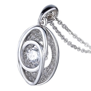 Crossfor 項鍊 Dancing Stone系列 純銀懸浮閃動項鍊  暮光之戀 銀色  鍊長40 + 5cm延長鍊