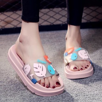 踩屎感厚底拖鞋女夏季室內外穿防滑沙灘涼拖鞋韓版網紅百搭一字拖