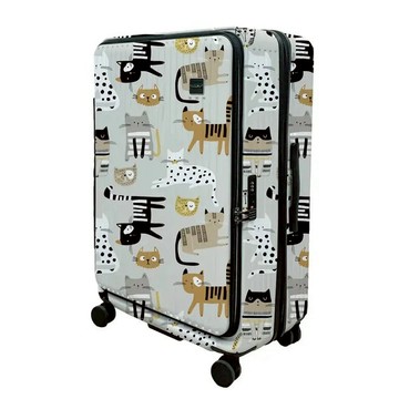 【NaSaDen 納莎登】25/29吋 萊茵系列前開行李箱 斑點條紋喵-廠商直送