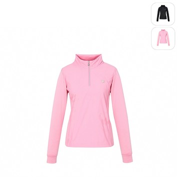 【FILA】女性 GOLF 長袖半開襟T恤-粉色 5TEZ-6128-PK