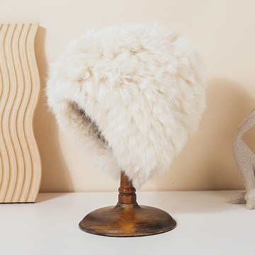 【顯臉小保暖】兔毛盆帽 毛絨帽 護耳帽 蒙古帽 冬帽 女帽 加厚防風 柔軟兔毛 百搭顯瘦 秋冬出行必備