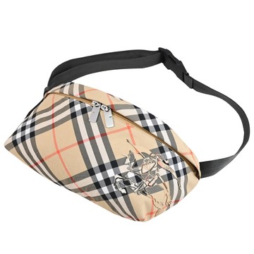 BURBERRY 8091780 經典格紋戰馬徽標胸口包/腰包.卡其