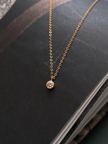 美國14k注金(14KGF)5A級小單鑽鎖骨項鍊│水洗不褪