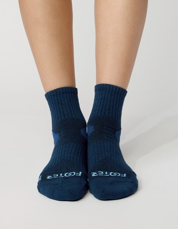 輕壓力單色足弓襪- 藍