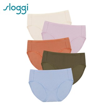 sloggi-EVERYDAY有機過生活系列 高腰三角褲五件包 靜謐莫蘭迪