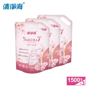 清淨海 櫻花7＋系列 洗衣精補充包 1500g*3_廠商直送