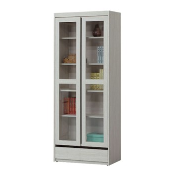 文創集 喜鵲2.7尺二門二抽書櫃-81x40x193cm免組