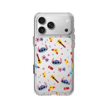 iPhone 17 Pro Max Clear Case（相機按鈕） 透明 - 迪士尼-史迪奇 Disney Stitch - 史迪奇 - 吉他與花朵