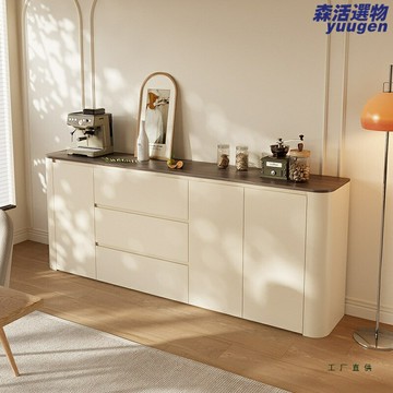 【奶油風小戶型】餐邊櫃 茶水櫃 儲物櫃 置物櫃 鬥櫃 收納櫃 靠牆一體設計 多層大容量 客廳臥室玄關 中古復古風