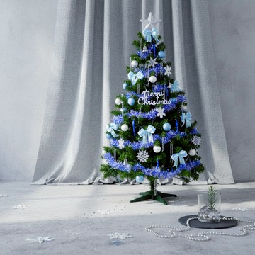 耶誕豪華版裝飾聖誕樹 藍銀色系飾品組不含燈  綠色  120cm