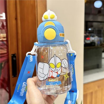 兒童奧特曼水杯孩上學專用卡通吸管杯學生大容量便攜塑料水杯子