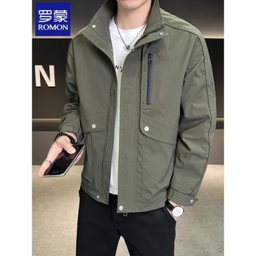 羅蒙男士工裝夾克2025春秋季新款高端立領外套潮牌美式休閑上衣服