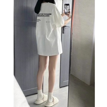 台灣出貨 100%純棉白色字母短袖女t恤夏季美式復古潮牌正肩情侶裝上衣 短袖上衣 t恤 棉t oversize 女生上衣