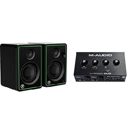 Mackie CR-X Series, 3-Inch Multimedia Monitors Pair ＆ M-Audio M-Track Duo USB Audio Interface for Recording, Streaming and Podcasting with Dual X