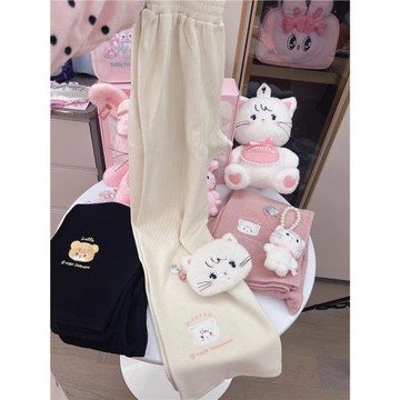 原創百搭日系秋冬懶人長褲休閑褲子垂垂褲日常可愛純色休閑顯瘦