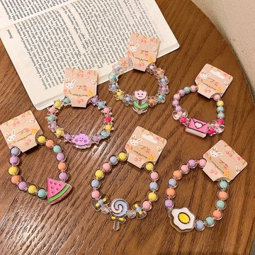 現貨〔兒童手鍊FM】果凍色公主風 串珠手鍊 ♥ 卡通兒童手鍊 可愛女童手環 ♥ 手飾 飾品 小女童的最愛配件 手鏈