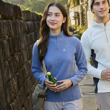 女款循環SOLAR-FLEECE保暖拉鍊衫(A1PS2557WC藍紫/刷毛保暖/素面百搭/雙面刷毛/樂遊戶外)