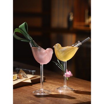 創意網紅小鳥杯蘭香子玻璃杯雞尾酒杯煙熏分子酒吧酒杯水杯高腳杯