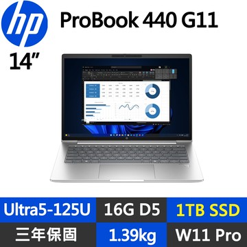 (商)HP ProBook 440 G11商用筆電(Ultra5-125U/16G D5/1TB/WUXGA/W11P/14)