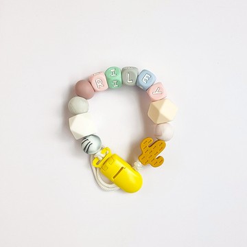 RILEY 彩色 仙人掌 奶嘴鍊夾 / 客製化奶嘴鏈 可套香草奶嘴 (27cm