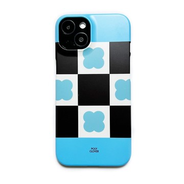 三葉草格紋硬式手機殼（天藍色）