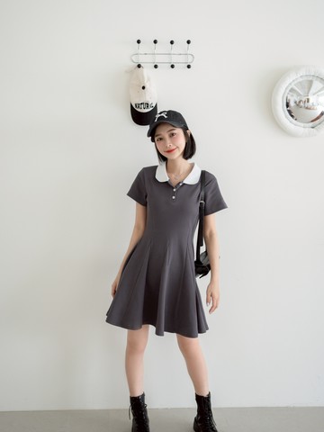 獨家訂製！POLO領傘擺短洋裝 WL2408632  【現貨】