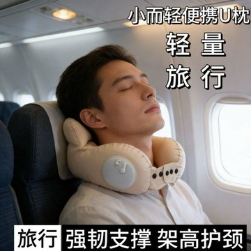 桃園出貨✨新款充氣U型枕旅行便攜頸枕長途飛機高鐵睡覺神器靠枕不歪脖護頸