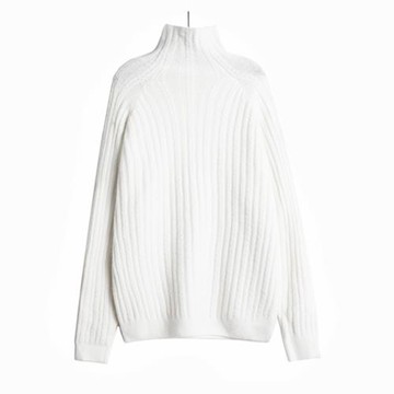 插肩袖豎條高領毛衣女韓版寬松休閑百搭套頭加厚針織衫針織衫上衣