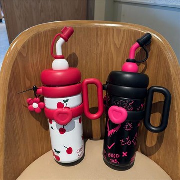 冰霸杯帶吸管大容量保溫水杯新款2024男女高顏值學生車載保冷杯子