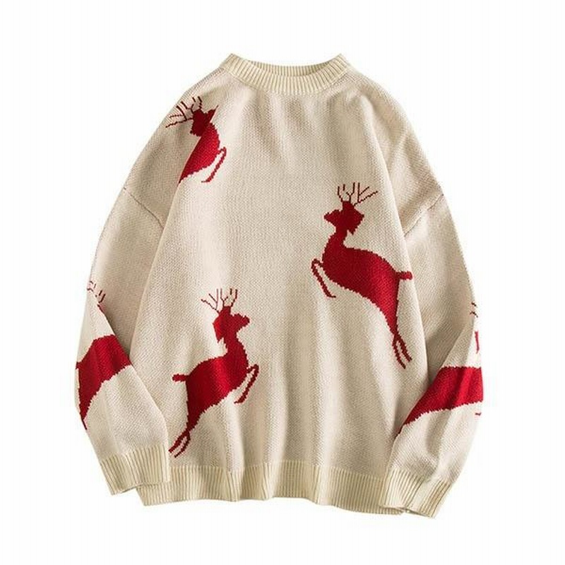 トナカイ柄 クリスマス セーター レディース メンズ 男女兼用 レジャーセーター ペアルック カップル 長袖 上品 秋冬 プレゼント トナカイ柄 クルーネック セーター レディース メンズ