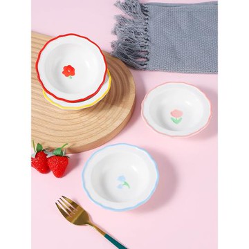 新款高顏值法式風格陶瓷ins創意個性餐具家用調味碟醬油花邊醬碟